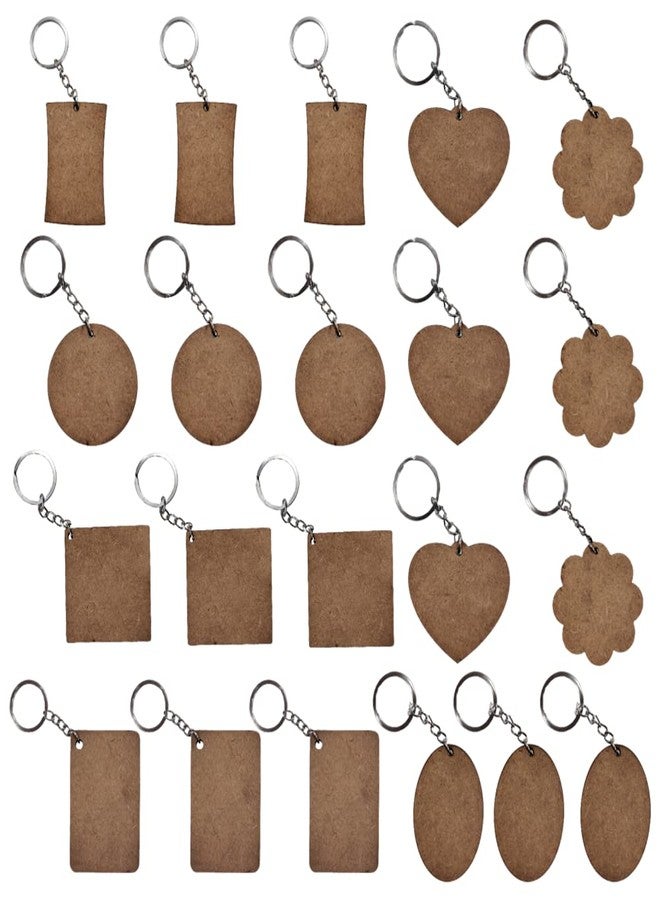 PICRAZEE سلاسل مفاتيح خشبية بسيطة من خشب MDF من PICRAZEE، مثالية للأعمال الفنية والحرفية، والرسم، وفن الديكوباج، وأعمال الراتنج الفنية، والماندالا، والديكور، والفن السائل (20 قطعة) (21 سلسلة ثابتة) - Image 1